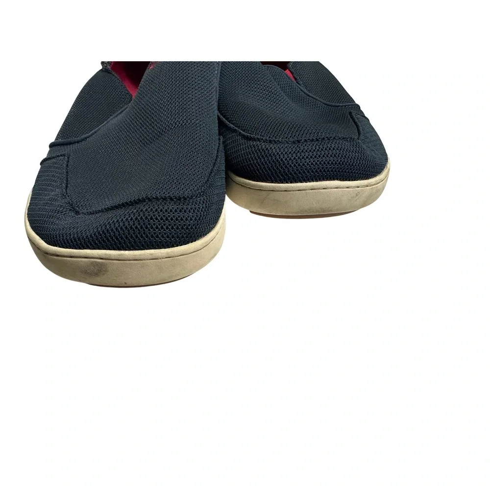 OluKai Nohea Mesh Mens Slip On Shoes Navy Blue Red‎ Loafers Drop In Heel